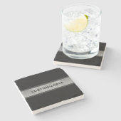 Moderner, anpassbarer Layierter Text | Schwarz & G Steinuntersetzer (Seitenansicht)