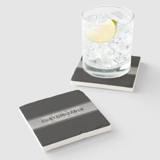 Moderner, anpassbarer Layierter Text | Schwarz & G Steinuntersetzer (Seitenansicht)