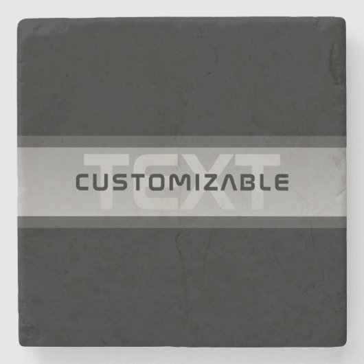 Moderner, anpassbarer Layierter Text | Schwarz & G Steinuntersetzer (Vorderseite)