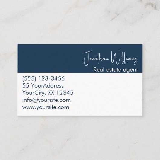 Moderner Anwesen Agent rund Foto blau weiß Visitenkarte (Rückseite)