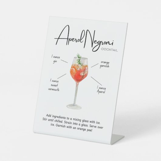 Moderner Aperol Negroni Cocktail Sockelschild (Vorderseite)