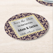 MODERNER APRICOT NAVY SAVE THE DATE UNTERSETZER (Angewinkelt)