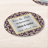 MODERNER APRICOT NAVY SAVE THE DATE UNTERSETZER (Angewinkelt)