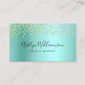 Moderner Aqua-Blau-Haar-Salon Makeup-Künstler Visitenkarte (Vorderseite)