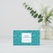 Moderner Aqua Blue Sequins Glitzer Makeup Artist Visitenkarte (Stehend Vorderseite)