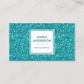 Moderner Aqua Blue Sequins Glitzer Makeup Artist Visitenkarte (Vorderseite)