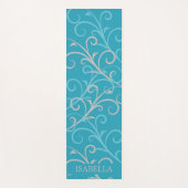 Moderner Aqua Blue Swirl Personalisiert Yogamatte (Vorderseite)