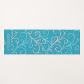 Moderner Aqua Blue Swirl Personalisiert Yogamatte (Vorderseite (Horizontal))