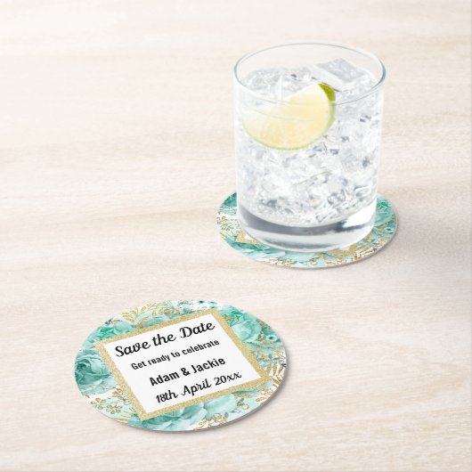 MODERNER AQUA GOLD SAVE THE DATE UNTERSETZER (Vor Ort)