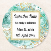 MODERNER AQUA GOLD SAVE THE DATE UNTERSETZER (Vorderseite)