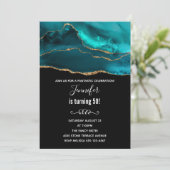 Moderner Aquamarin & Gold Agate Stone Abstrakt Geb Einladung (Stehend Vorderseite)