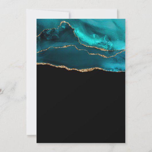 Moderner Aquamarin & Gold Agate Stone Abstrakt Geb Einladung (Rückseite)
