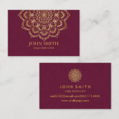 Moderner Aquamarin & Gold Mandala Yoga-Lehrer Visitenkarte (Vorne/Hinten)