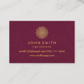 Moderner Aquamarin & Gold Mandala Yoga-Lehrer Visitenkarte (Rückseite)