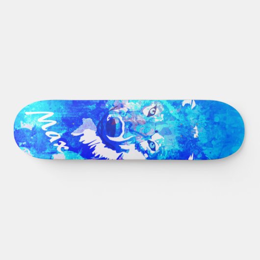 Moderner aquamarin-grüner Wolf Skateboard (Horizontal)