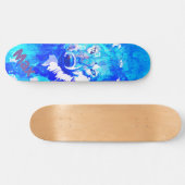 Moderner aquamarin-grüner Wolf Skateboard (Horizontal)