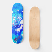 Moderner aquamarin-grüner Wolf Skateboard (Vorderseite)