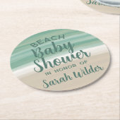 Moderner Aquamarin Ocean Beach Baby Duschkopf Papi Runder Pappuntersetzer (Angewinkelt)