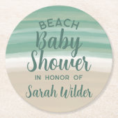 Moderner Aquamarin Ocean Beach Baby Duschkopf Papi Runder Pappuntersetzer (Vorderseite)