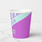Moderner, Aquamarin rosa Streifen Papier Cup Pappbecher (Links)