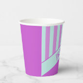 Moderner, Aquamarin rosa Streifen Papier Cup Pappbecher (Rechts)