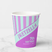 Moderner, Aquamarin rosa Streifen Papier Cup Pappbecher (Vorderseite)