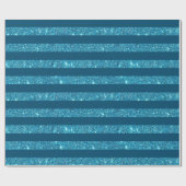 Moderner Aquamariner blauer Glitzer gestreift Geschenkpapier (Flach)
