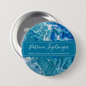 Moderner Aquamariner Blauer Rundknopf Button (Vorne & Hinten)