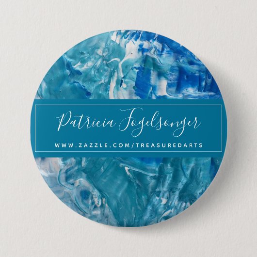 Moderner Aquamariner Blauer Rundknopf Button (Vorderseite)