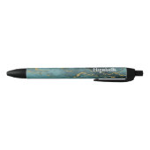 Moderner Aquamariner Blue Gold Agate Geode Pen Kugelschreiber (Unterseite)