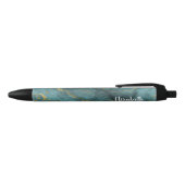 Moderner Aquamariner Blue Gold Agate Geode Pen Kugelschreiber (Oberseite)