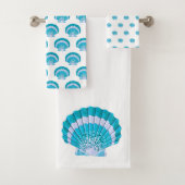 Moderner Aquamariner Blue Seashell Muschel Beach Badhandtuch Set (Insitu)