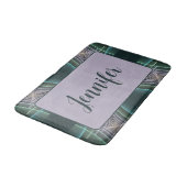 Moderner Aquamariner geometrischer Fraktal Kunstgr Badematte (Schrägansicht)