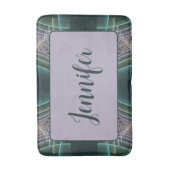 Moderner Aquamariner geometrischer Fraktal Kunstgr Badematte (Vorderseite Vertikal)