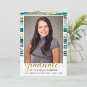 Moderner Aquamariner Glitzer Brush Stroke Abschlus Ankündigung (Stehend Vorderseite)