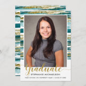 Moderner Aquamariner Glitzer Brush Stroke Abschlus Ankündigung (Vorne/Hinten)