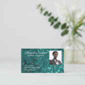 Moderner Aquamariner Glitzer Fotovorlagen Versiche Visitenkarte (Stehend Vorderseite)