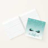 Moderner Aquamariner Glitzer Lashes Monogram Notizblock (Innenseite)