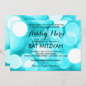 Moderner Aquamariner Glitzer Lights Bat Mitzvah Ei Einladung (Vorne/Hinten)