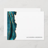 Moderner Aquamariner Green Agate Gold Glitzer Marb Mitteilungskarte (Vorne/Hinten)