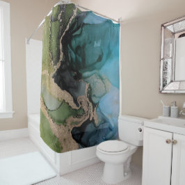 Moderner Aquamariner grüner Duschvorhang