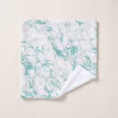 Moderner Aquamariner grüner Glitzer Badhandtuch Set (Waschlappen)