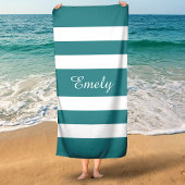 Moderner Aquamariner Grünstreifen Strandtuch