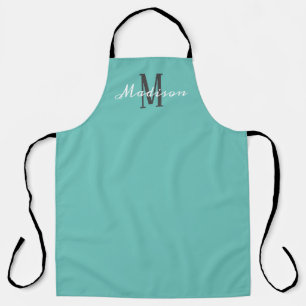 Moderner Aquamariner Name für Monogramm Personali Schürze