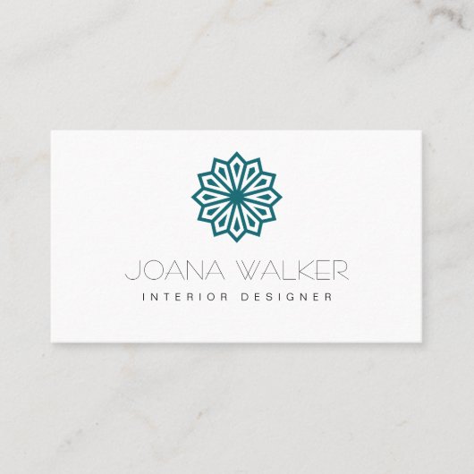 Moderner aquamariner orientalischer Innenarchitekt Visitenkarte (Vorderseite)