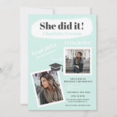 Moderner aquamariner Pinselstrich Abschluss 2 Foto Einladung (Vorderseite)