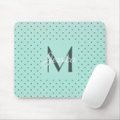 Moderner Aquamariner Polka-Dot und Monogramm Mousepad (Mit Mouse)