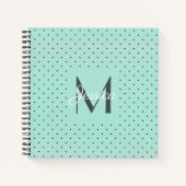 Moderner Aquamariner Polka-Dot und Monogramm Notizblock (Vorderseite)