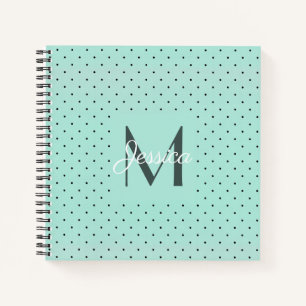 Moderner Aquamariner Polka-Dot und Monogramm Notizblock