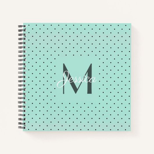 Moderner Aquamariner Polka-Dot und Monogramm Notizblock (Vorderseite)
